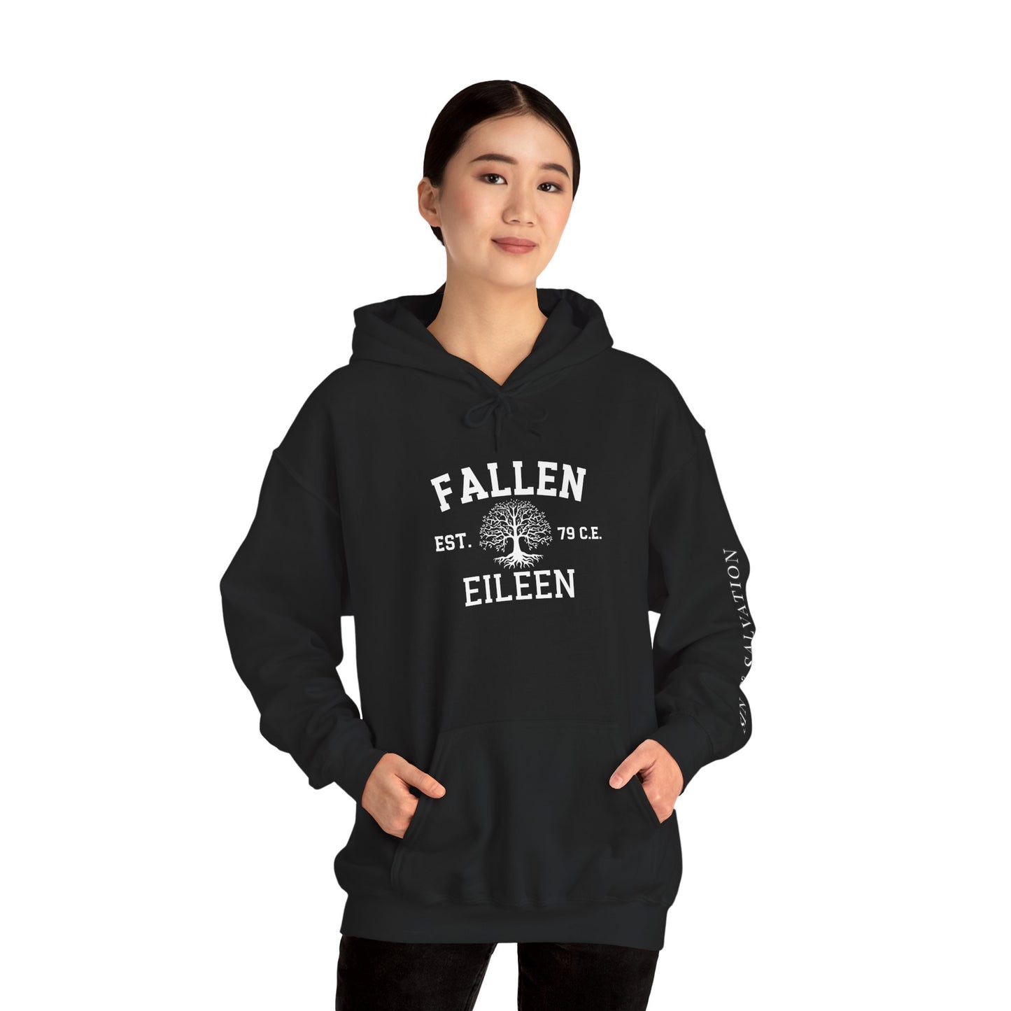 Fallen Eileen Unisex Heavy Blend™ Hooded Sweatshirt | Sin & Salvation Series | Est. 79 C.E. Tree of Life Emblem