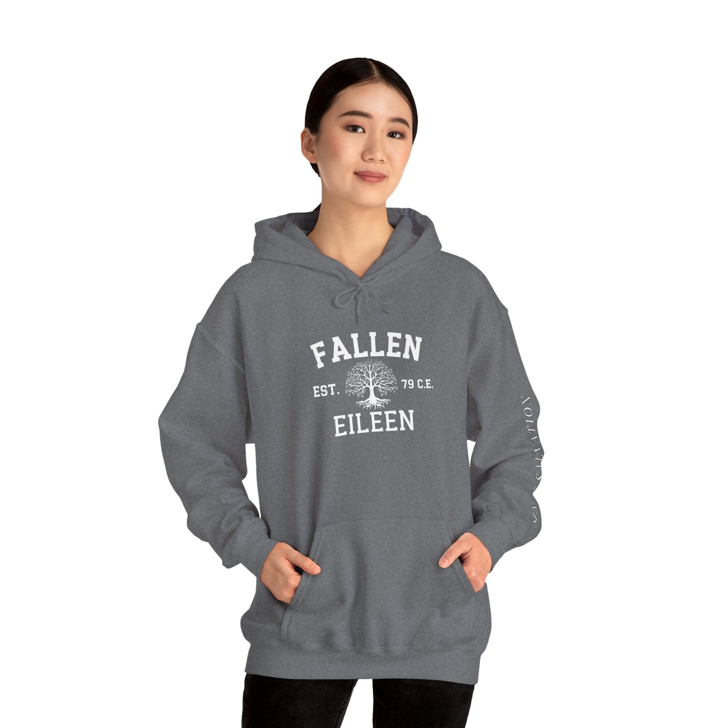 Fallen Eileen Unisex Heavy Blend™ Hooded Sweatshirt | Sin & Salvation Series | Est. 79 C.E. Tree of Life Emblem